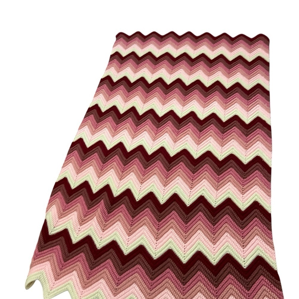 Pink and Red Chevron Bedding Blanket Soft and Inviting 66”X 37”